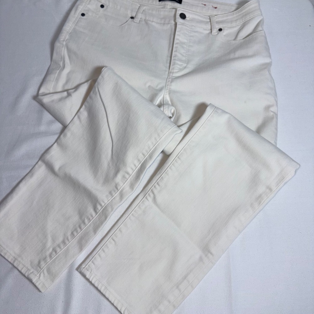 Talbots Flawless Five-Pocket Jeans 12 White Slim Ankle Denim Pants
